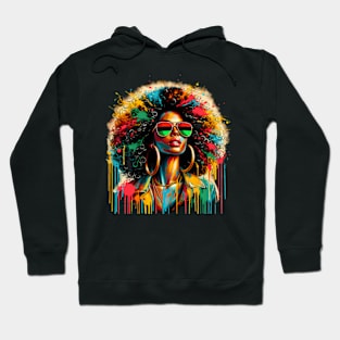 Juneteenth Black Womens Queen Afro African Melanin Dripping Hoodie